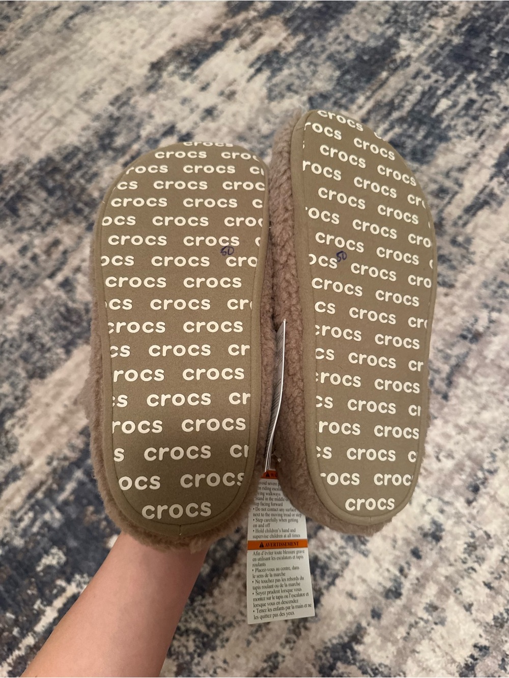 CROCS Women's Faux-Sherpa Slip-On Clog in Tan - Picture 6 of 11